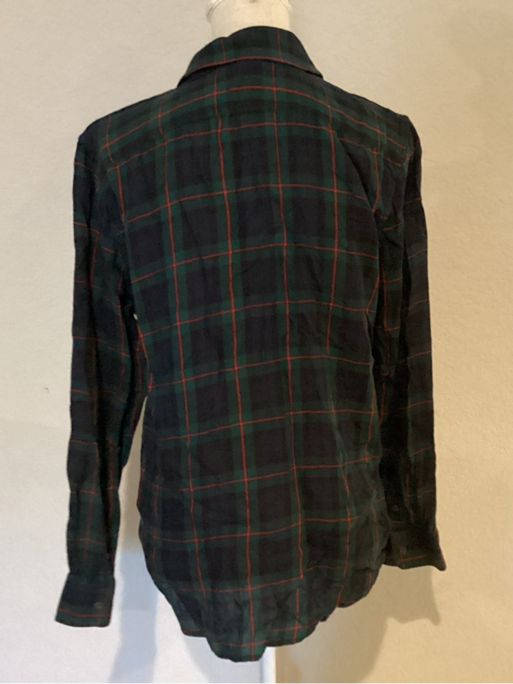 Chaps Plaid Button-Up Shirt in Green, Navy and Red - Picture 3 of 4